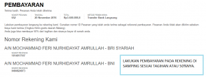 Pembayaran pada rekening anik jaya