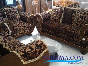 kursi sofa king 321 elegan coklat set malang