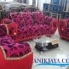 Kursi Sofa King 321 Motif Bunga Merah Malang
