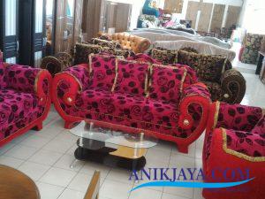 Kursi Sofa King 321 Motif Bunga Merah