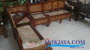 Kursi Kayu Jati Ukir Jepara L Set Desain Marmer Putih