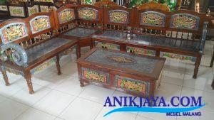 Kursi Kayu Jati Ukir Jepara L Set Desain Teratai