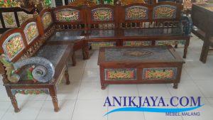 Kursi Kayu Jati Ukir Jepara L Set Desain Teratai malang