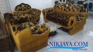 Kursi Sofa King 321 Motif Daun Coklat
