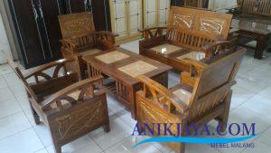 Kursi Ukir Deluxe Jati Minimalis Marmer Motif Daun murah
