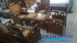 Kursi Ukir Deluxe Jati Minimalis Marmer Motif Daun malang