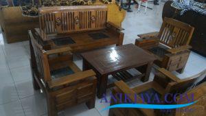 Kursi Ukir Deluxe Jati Minimalis Marmer Motif Simple Row murah